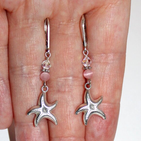 Sterling Silver Starfish Earrings - Picture 4 of 4